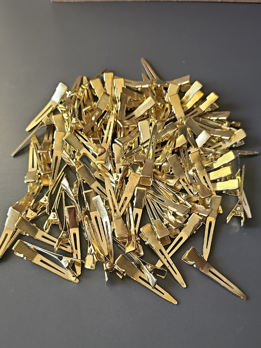 Bulk 100 Piece - Gold Hair Clips - Metal Alligator Snap Clips - 1.75" Long